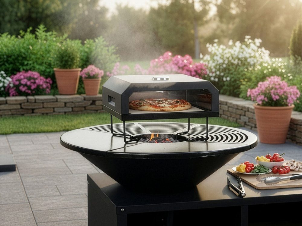 Forno per pizza al barbecue "Pizzello" - 40 x 35 x 28 cm - Nero