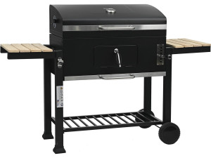 Barbecue a carbonella "Marquis" con ripiani laterali e griglie regolabili - Nero