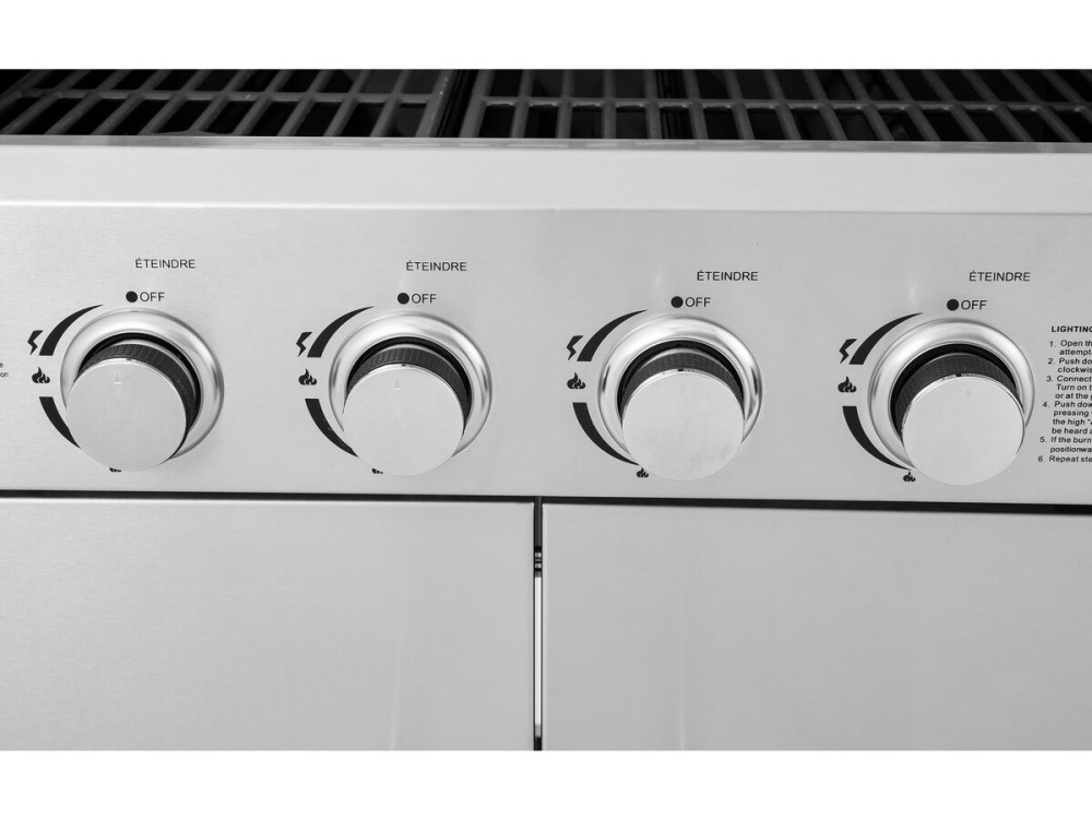 Barbecue a gas in acciaio inox con 5 bruciatori di cui 1 laterale "Brazzo" - 118 x 57 x 104 cm - Grigio chiaro