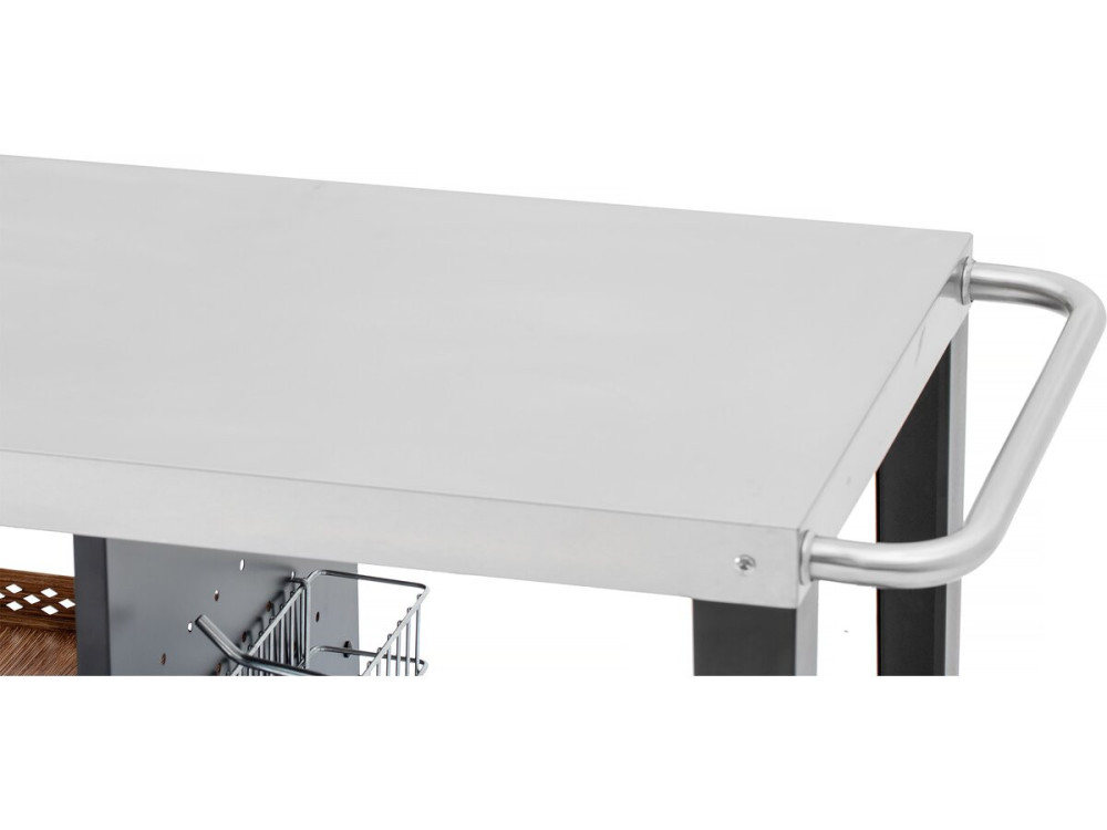 Carrello per barbecue "Gelia" 117 x 59 cm - Acciaio inossidabile - Nero