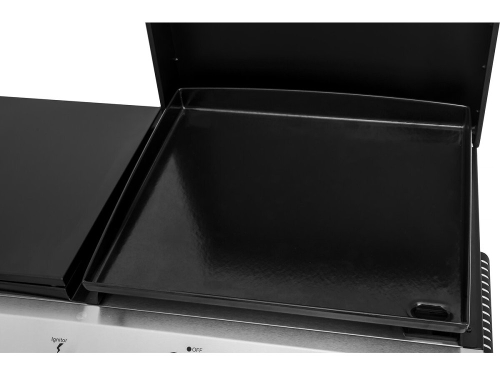 Plancha a gas con coperchio "Rasio" - 7,5 KW - 3 fuochi - Nera