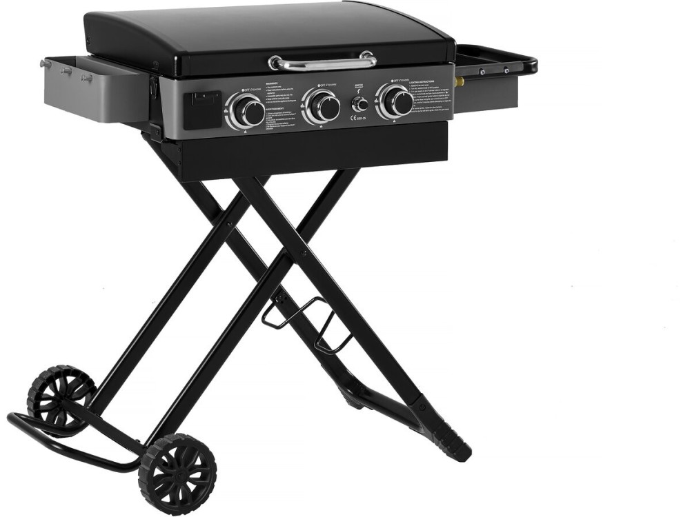 Plancha à gaz avec chariot pliable et portable "Firo" - 7,5 kw - Nero