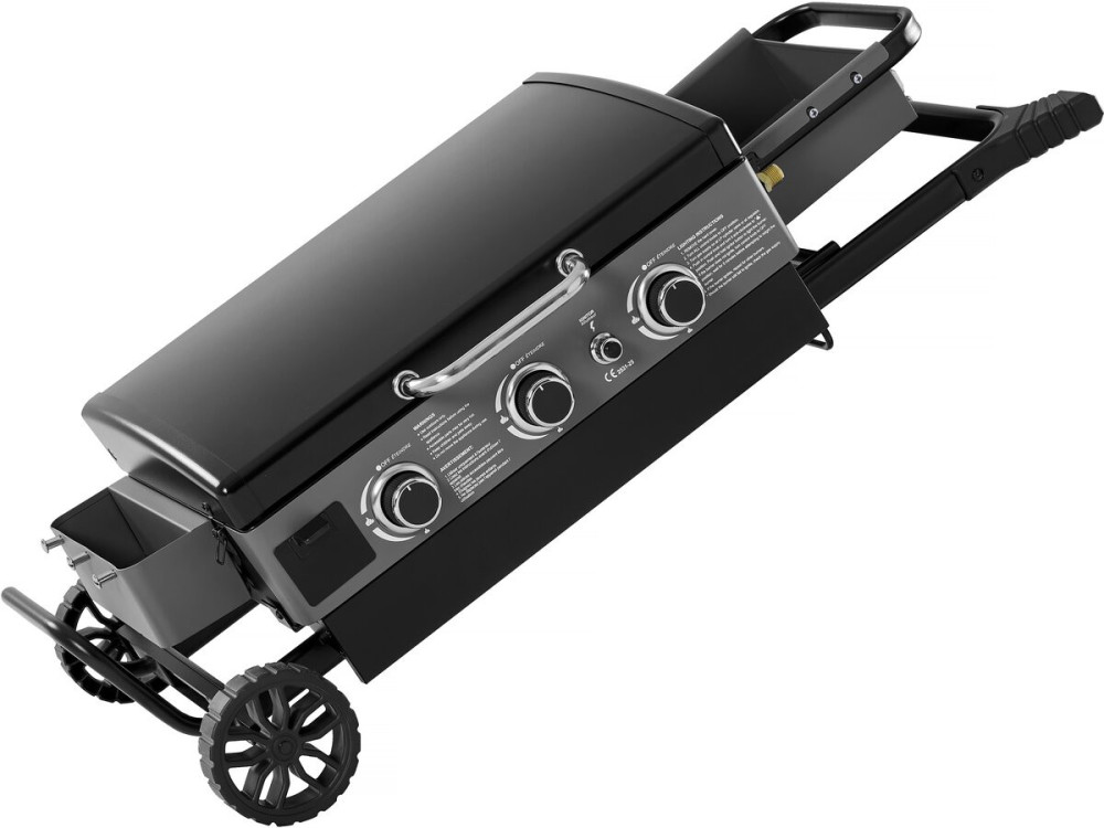 Plancha à gaz avec chariot pliable et portable "Firo" - 7,5 kw - Nero