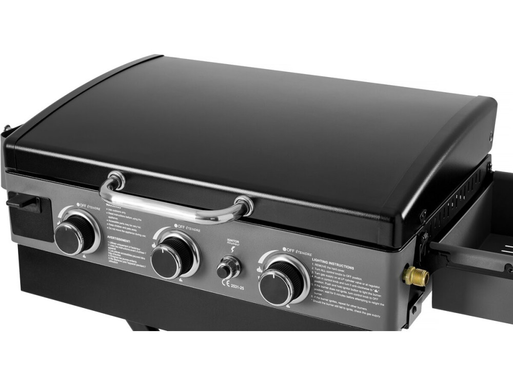 Plancha à gaz avec chariot pliable et portable "Firo" - 7,5 kw - Nero