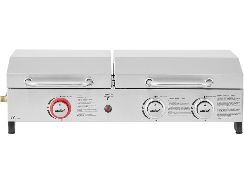 Plancha e grill a gas "Flamo" - 3 bruciatori - Grigio