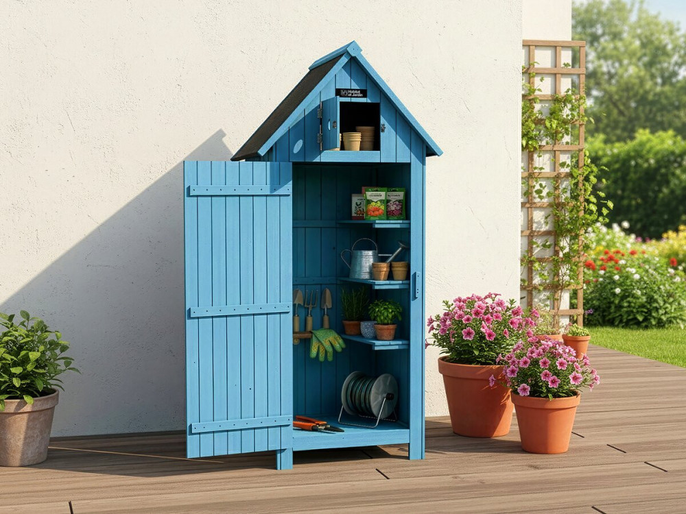 Mobile da giardino “Cabanon” - 77 x 54,5 x 179 cm - Blu cielo