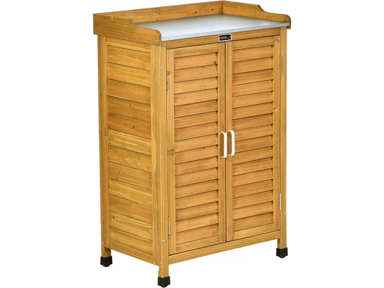 Mobile da giardino in legno con rotelle "Alexia" - 66 x 41 x 101 cm - Marrone