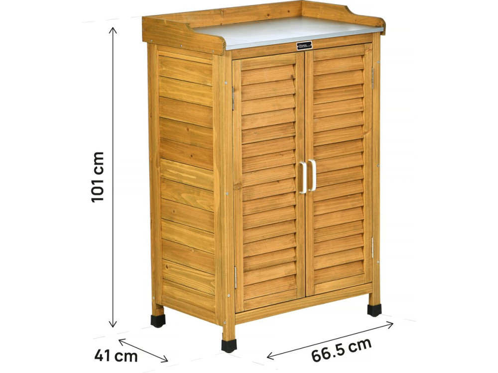 Mobile da giardino in legno con rotelle "Alexia" - 66 x 41 x 101 cm - Marrone