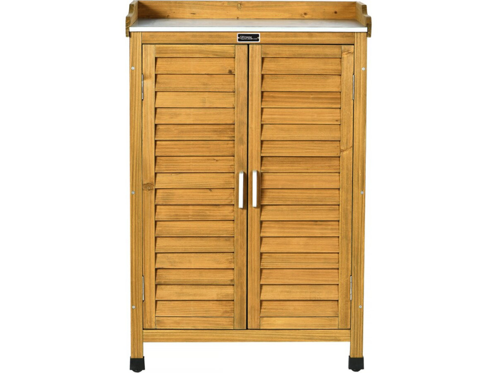 Mobile da giardino in legno con rotelle "Alexia" - 66 x 41 x 101 cm - Marrone