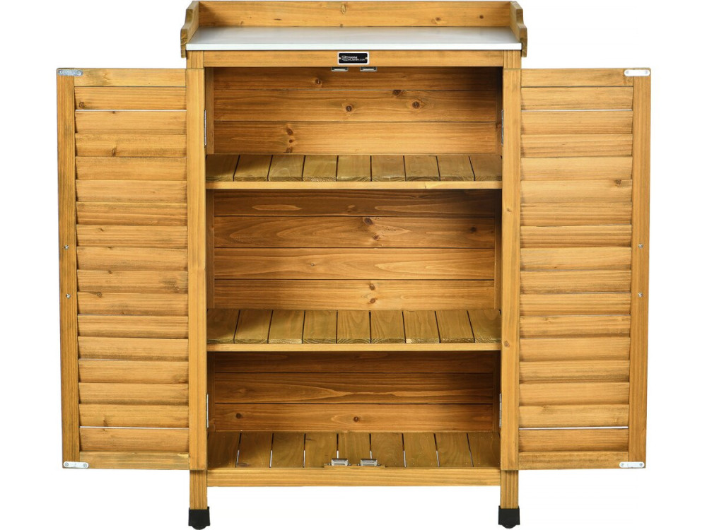 Mobile da giardino in legno con rotelle "Alexia" - 66 x 41 x 101 cm - Marrone
