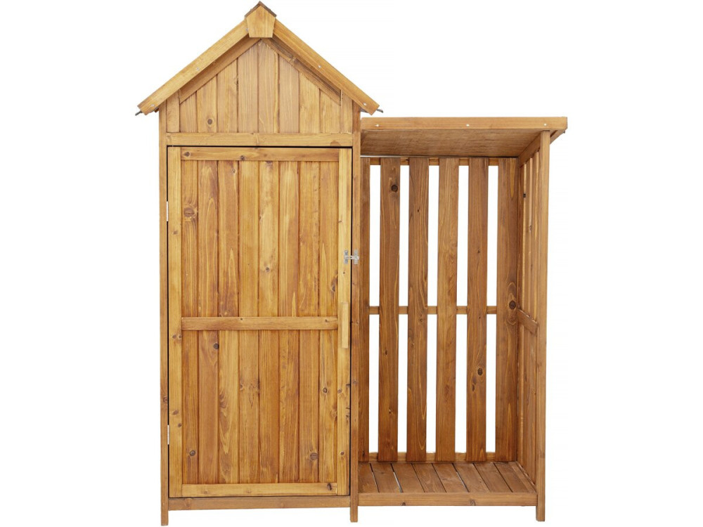 Mobiletto da giardino in legno "Noé" con deposito per tronchi - 136 x 57 x 170 cm - Marrone