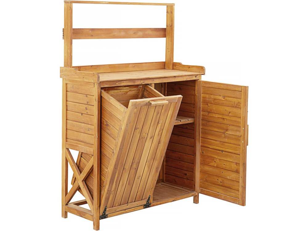 Mobile da giardino in legno "Lou" con cestino integrato - Marrone