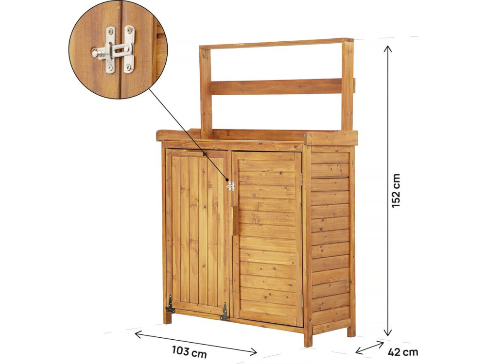 Mobile da giardino in legno "Lou" con cestino integrato - Marrone