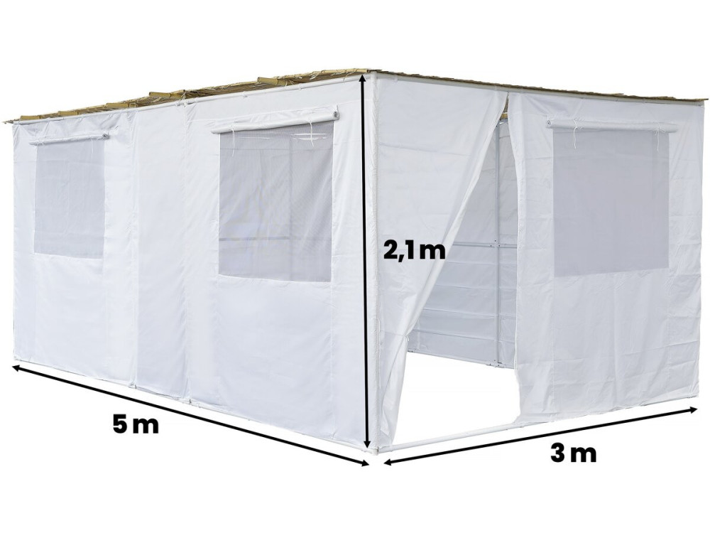 Kit Sukkah in NINA Regolabile 5 x 3 m - 4 Rotoli di Canna di Bambù e 5 Doghe in Legno
