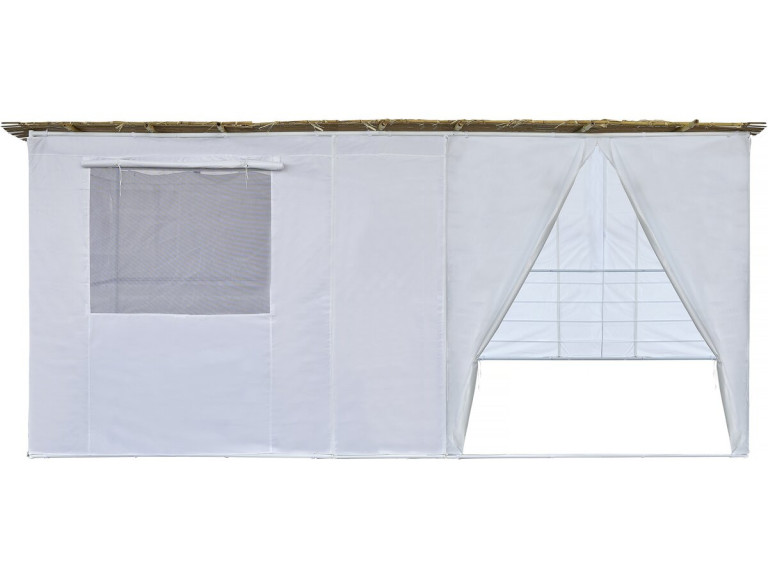 Sukkah in Kit NINA regolabile 4 x 2 con 2 rulli di bambù e 4 doghe di legno