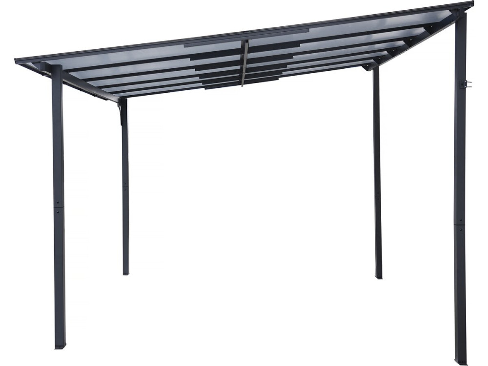 Pergola addossata "Marvin" - 3 x 3 m - 304 x 298 x 243 cm - Grigio scuro