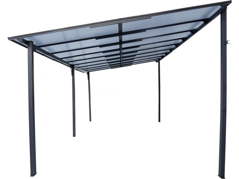 Pergola addossata "Marvin" - 5,5 x 3 m - 545 x 298 x 243 cm - Grigio scuro