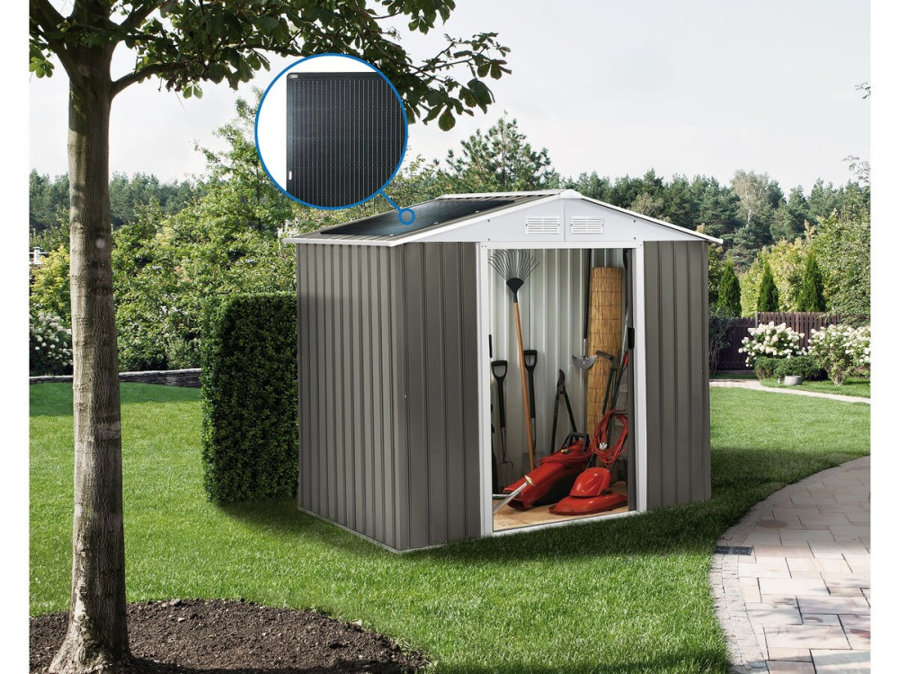 Casetta da giardino in metallo "Dallas" - 2,71 m² con pannello solare