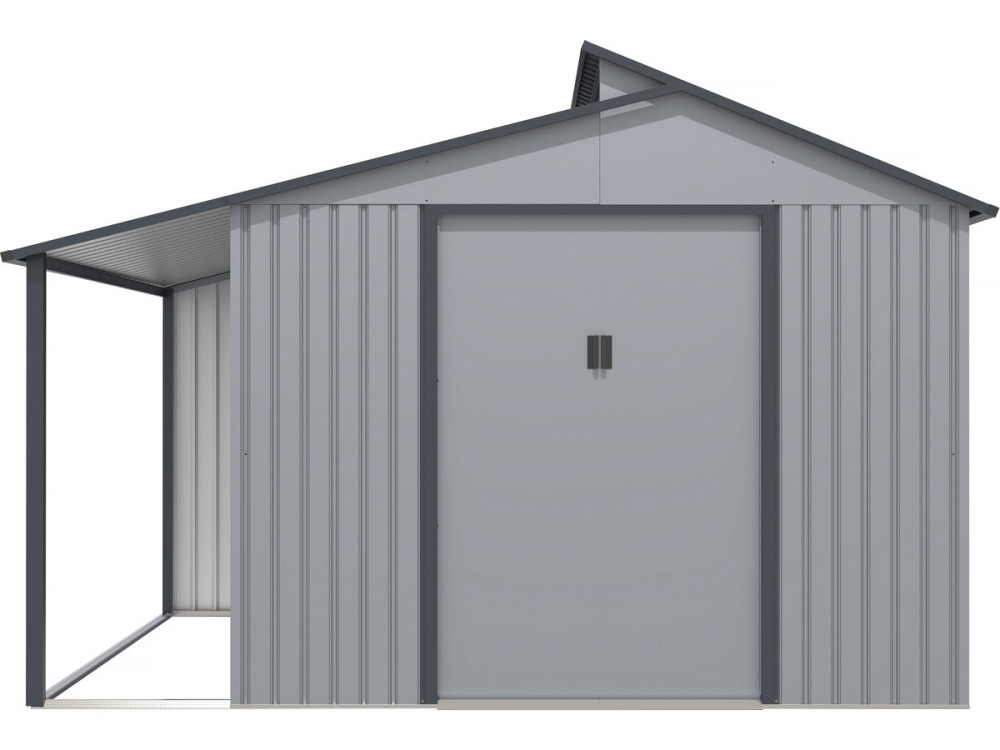 Capanno da giardino in metallo con pergola "Madras" - 9,12 m² - Grigio