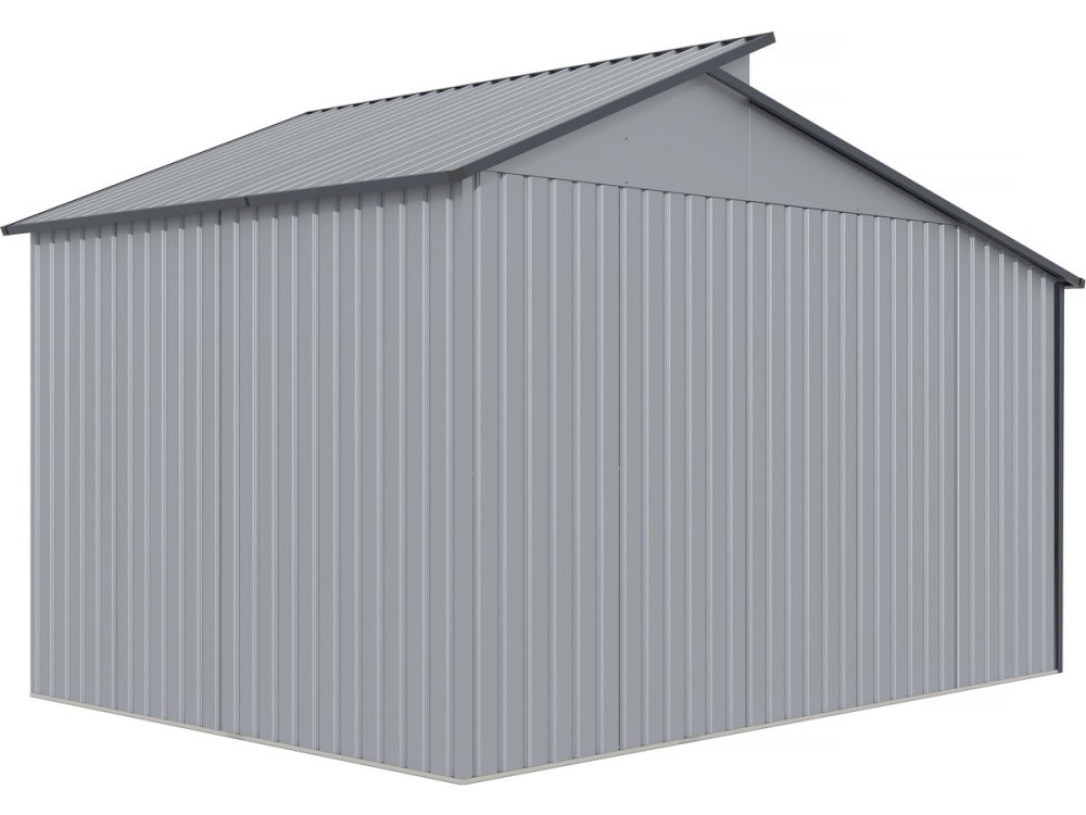 Capanno da giardino in metallo con pergola "Madras" - 9,12 m² - Grigio