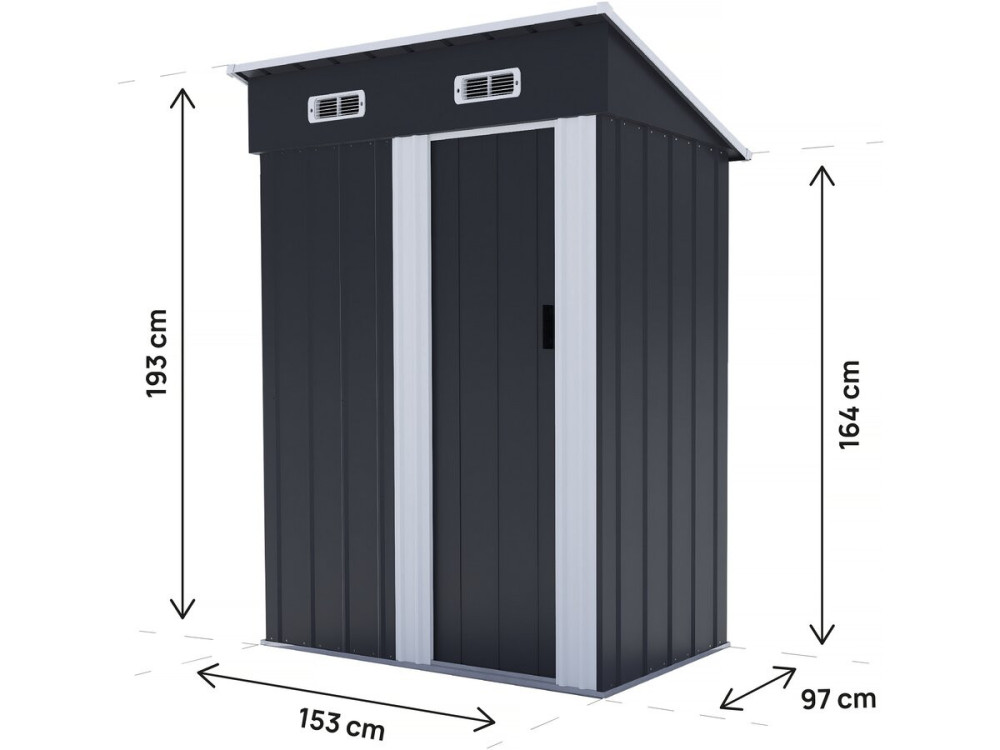 Casetta da giardino in metallo "Memphis" con porta scorrevole - 1,36 m² - Grigio