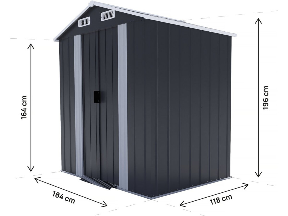Casetta da giardino in metallo "Boston" con porta scorrevole - 2,17 m² - Grigio