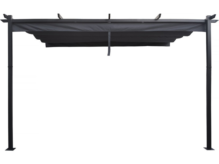 Pergola addossata in alluminio con tetto retrattile - 3 x 4 m - Grigio