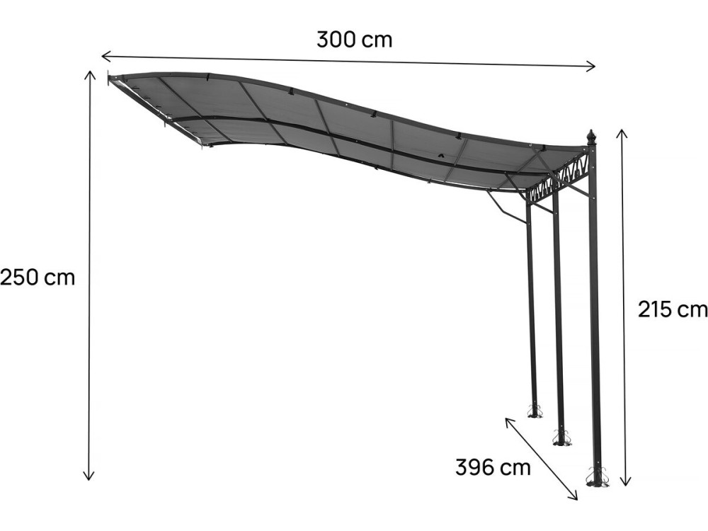 Gazebo in metallo - 3 x 4 m - Grigio