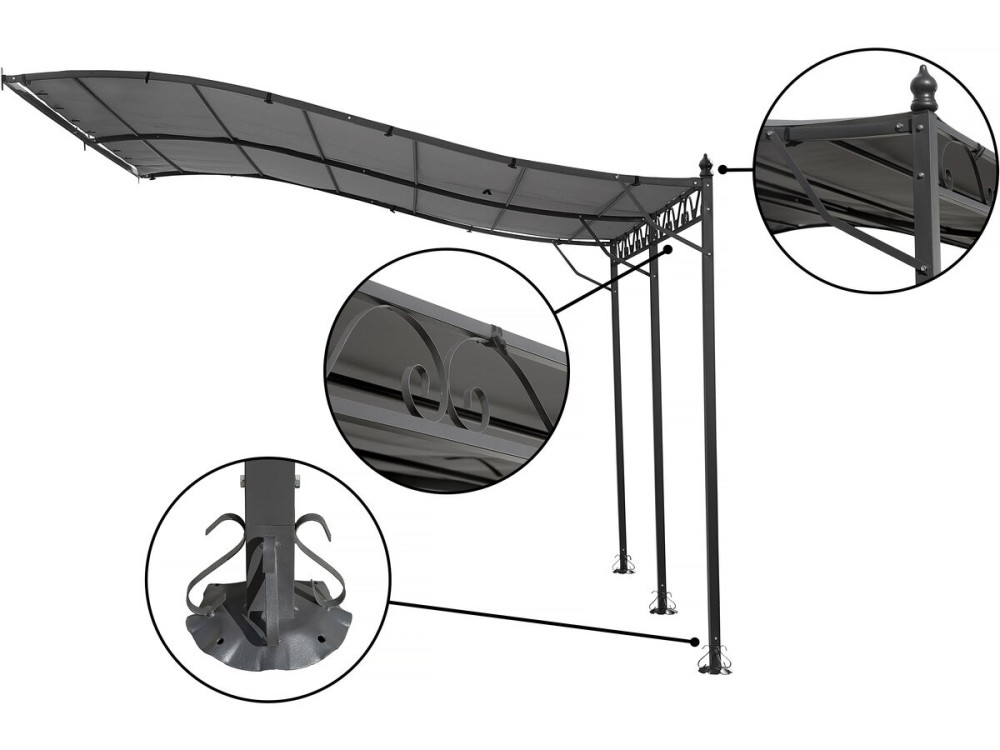 Gazebo in metallo - 3 x 4 m - Grigio