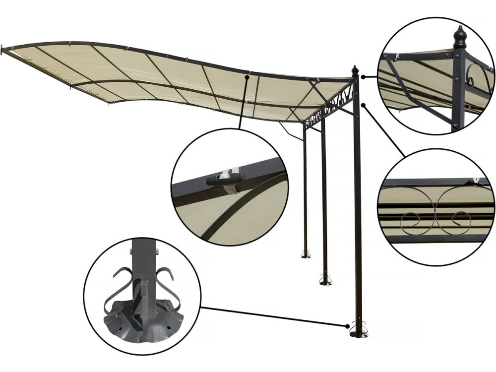 Gazebo in metallo - 3 x 4 m - Beige