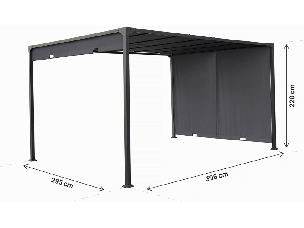 Pergola con tetto scorrevole in metallo "Courtenay" - 3 x 4 m - Grigio