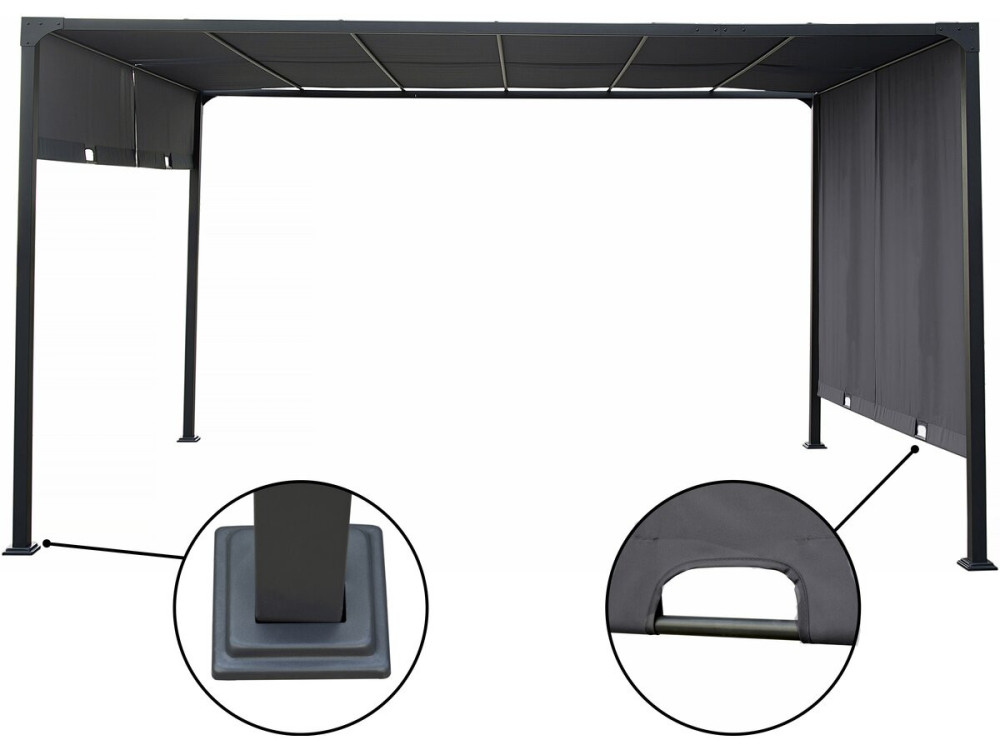 Pergola con tetto scorrevole in metallo "Courtenay" - 3 x 4 m - Grigio