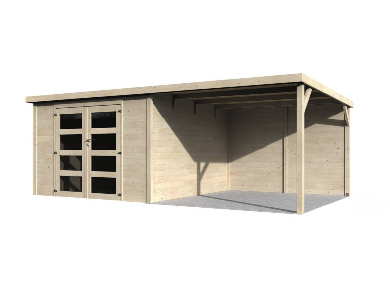 Capanno da giardino legno “Delices” con estensione: 17.44 m² - 5.71 x 3.05 x 2.02 m - 28 mm