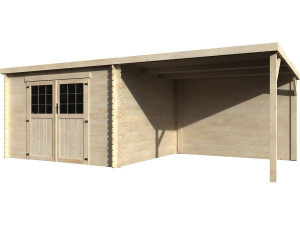 Capanno da giardino “Eden” con estensione - 18.02 m² - 6.05 x 2.98 x 2.09 m - 28 mm