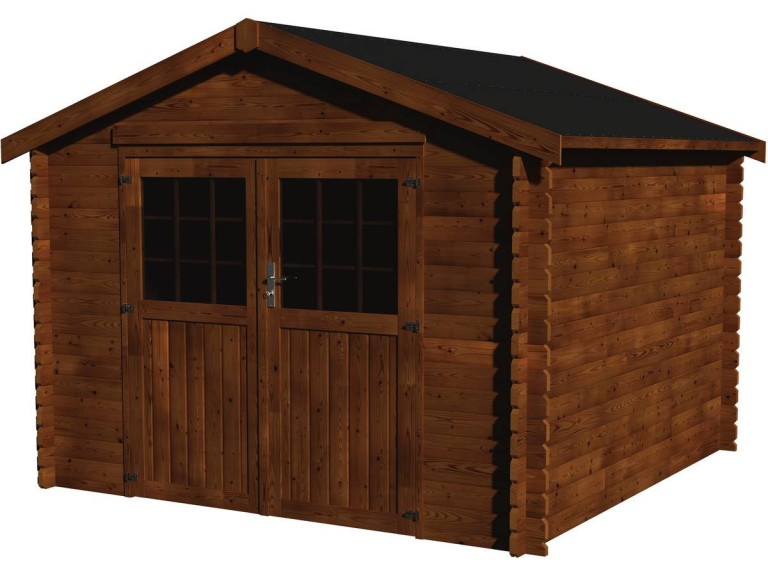 Casetta da giardino in legno "Valodeal" - 8,88 m² - 2,98 x 2,98 x 2,39 m - 34 mm - Trattamento marrone