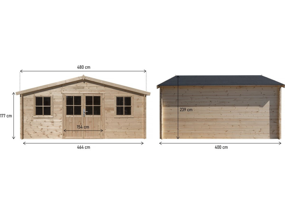 Casetta da giardino in legno "Alex" - 20,20 m² - 4,80 x 4,00 x 2,39 m - 28 mm