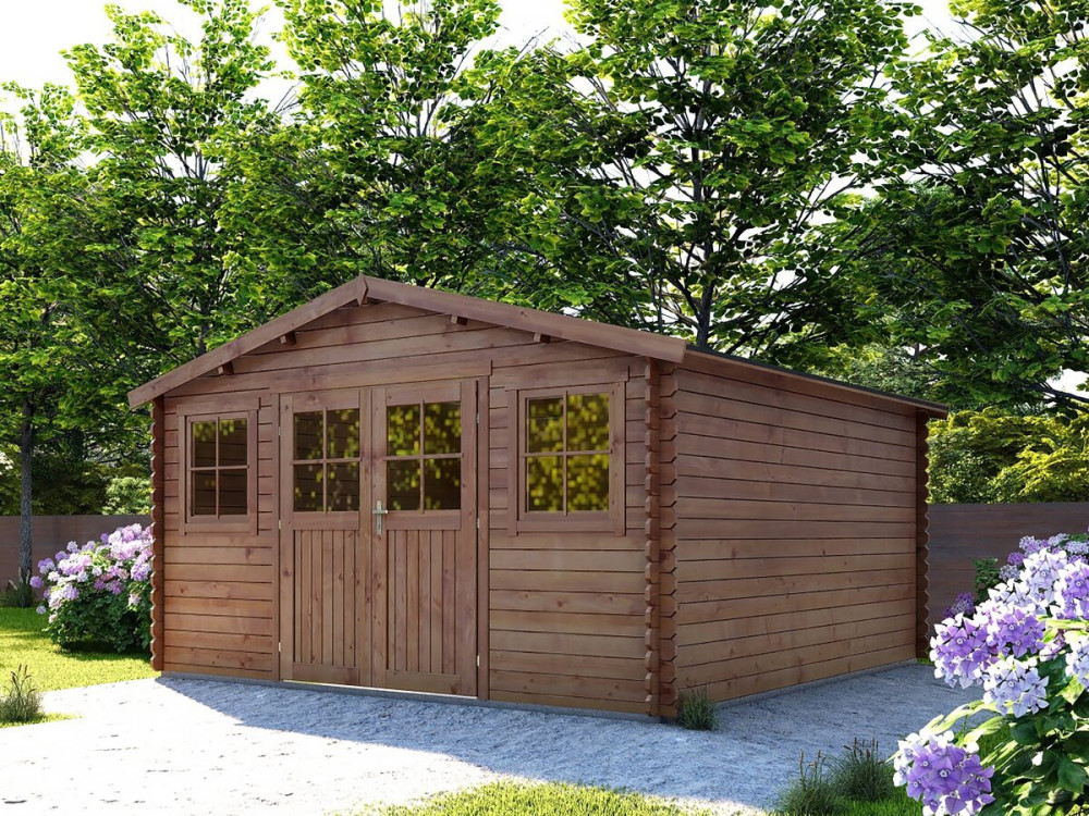 Casetta da giardino in legno marrone "Lormont" trattata in autoclave - 21,2 m² - 28 mm