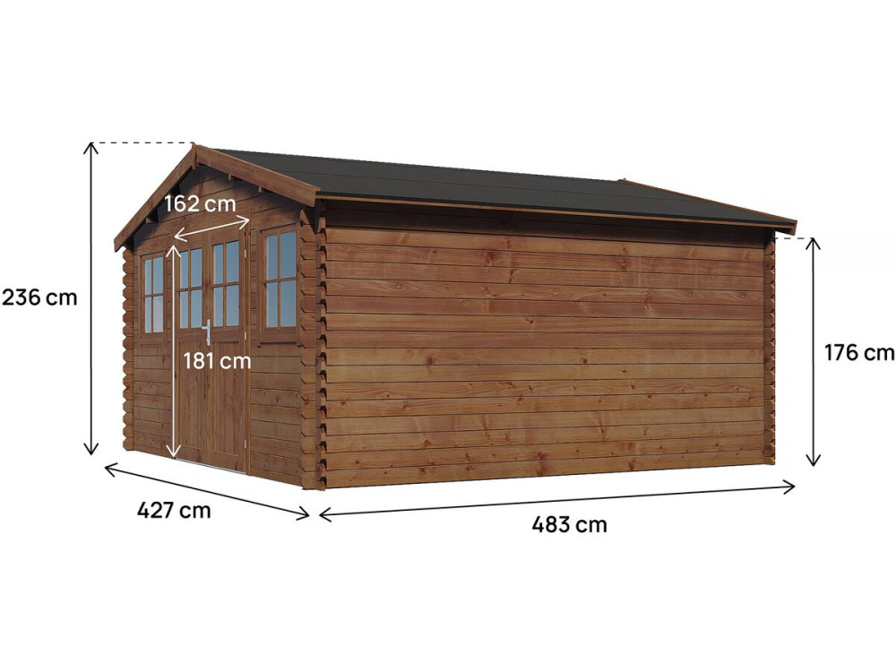 Casetta da giardino in legno marrone "Lormont" trattata in autoclave - 21,2 m² - 28 mm