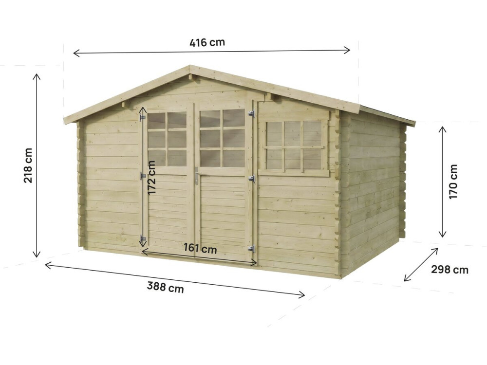 Casetta da giardino in legno trattata in autoclave "Belmont" - 12,53 m² - 34 mm
