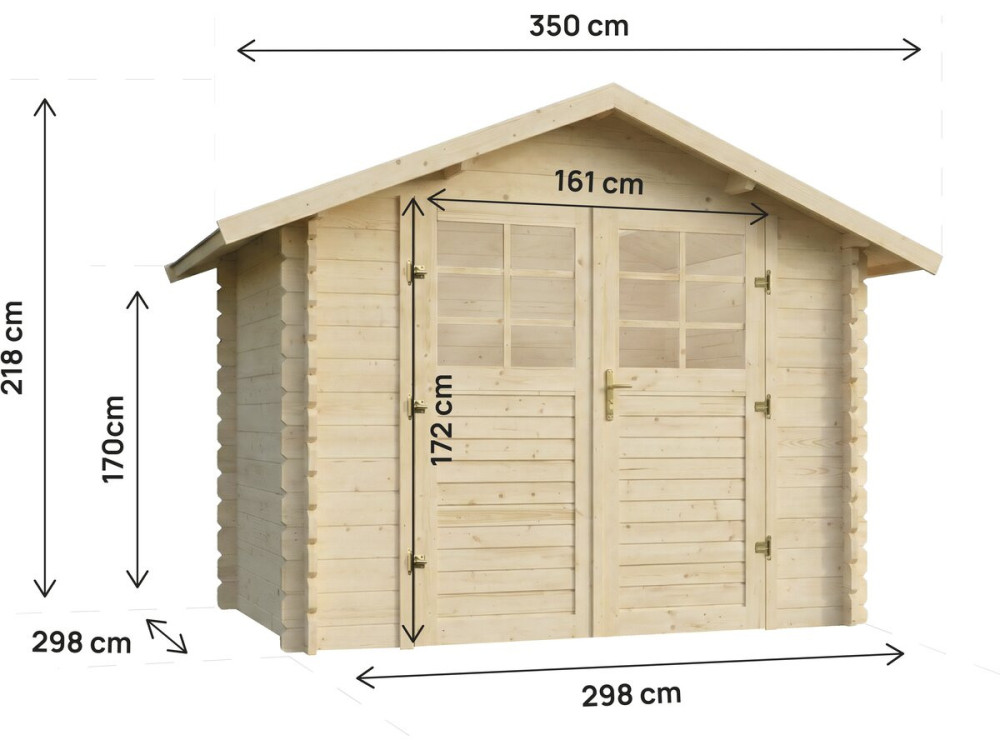 Casetta da giardino in legno "Beaufort" - 10,53 m² - 349 x 301 cm - 28 mm