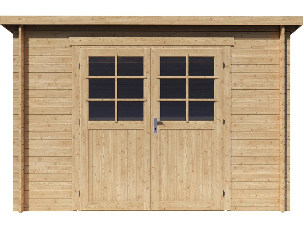Casetta da giardino in legno "Rowan" a una falda - 9,5 m² - 28 mm - Beige