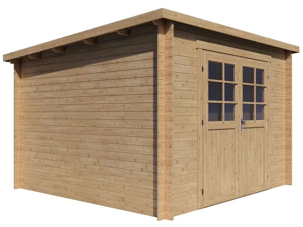 Casetta da giardino in legno "Rowan" a una falda - 9,5 m² - 28 mm - Beige