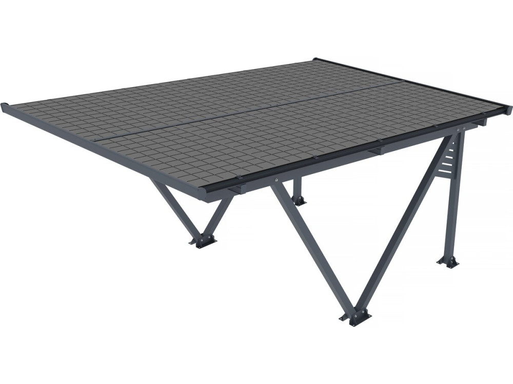 Ombrellone per posto auto coperto solare con pannelli fotovoltaici - 366 x 575 x 366 cm - Grigio - 4,1 kW