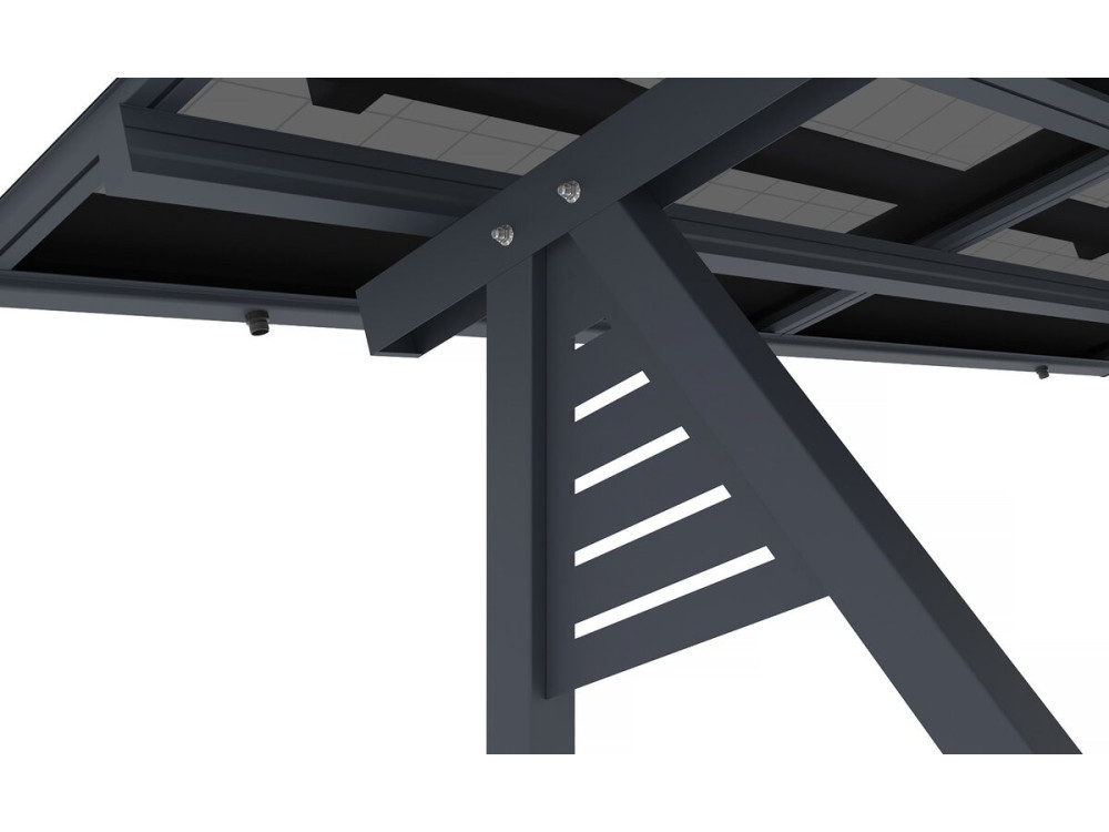 Ombrellone per posto auto coperto solare con pannelli fotovoltaici - 366 x 575 x 366 cm - Grigio - 4,1 kW