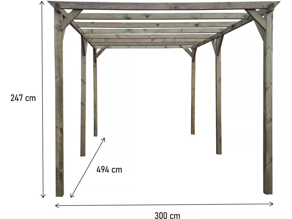 Tettoia per auto in legno "Sunny" da 3 x 5 m