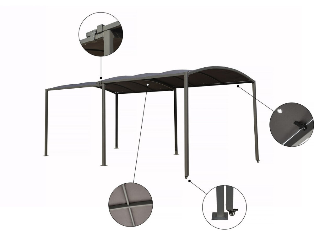 Tettoia in metallo estensibile "Mathis" - 303/566 x 295 x 240 cm - Antracite