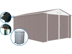 Garage in metallo "Nevada" - 15,36 m² con grondaia e serbatoio per il recupero dell'acqua