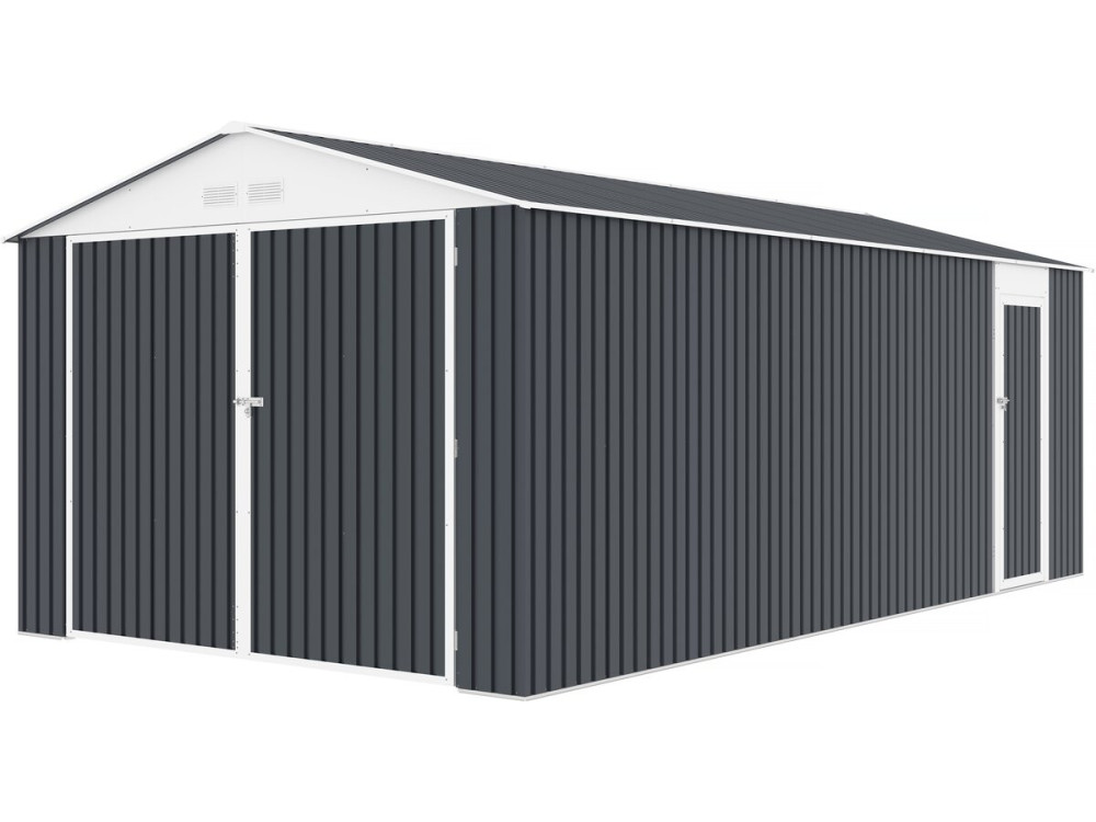 Garage in metallo "Houston" - da 15,36 m² Con pannello solare - Antracite