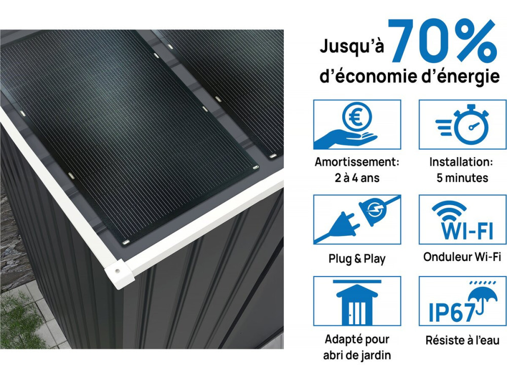 Garage in metallo "Houston" - 18,56 m² con pannello solare - Antracite