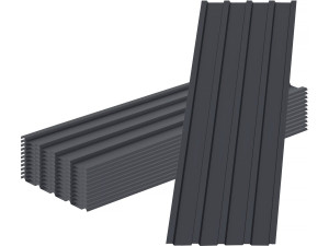 Set di 12 pannelli di rivestimento "Atlanta" in acciaio zincato - 129 x 42 cm - Grigio